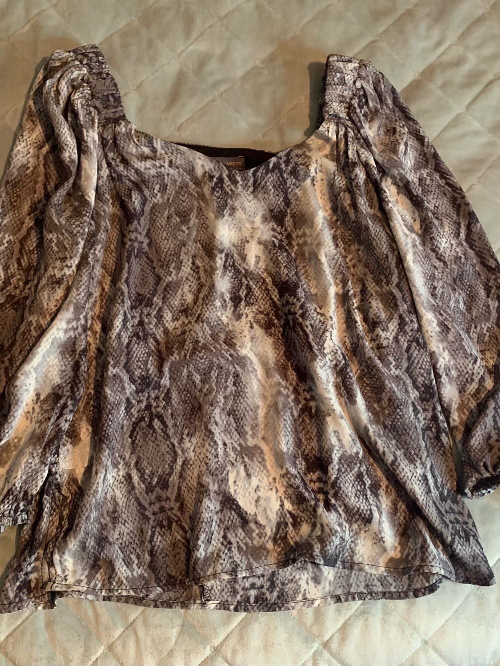 Vince Camuto Snake-Print Blouse in Gray & Cream